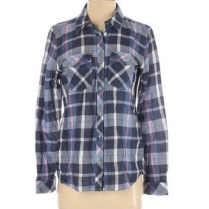 Hinge Blue Plaid Long Button down shirt